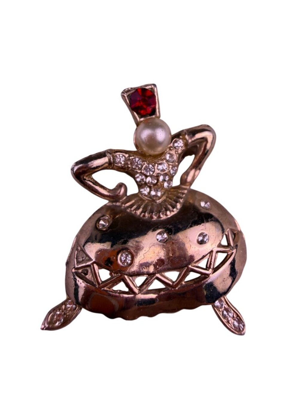 Vintage Tasha Womens Gold Tone Synthetic Gemstone Ballet Dancer Brooch Jewelry